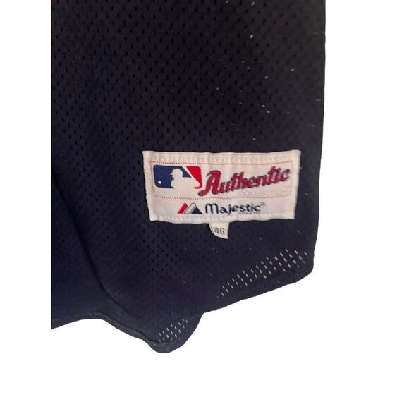 Majestic MLB Mens Blue Milwaukee Brewers Baseball Mesh Jersey Pullover Size 46 - Picture 7 of 9